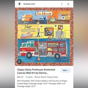 Oopsy Daisy Fireman stretched canvas wall art